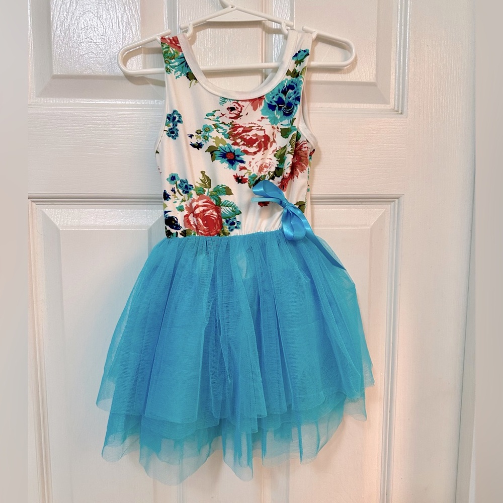 Little Girls Sleeveless Floral Princess Dress Tulle Tutu Sundress